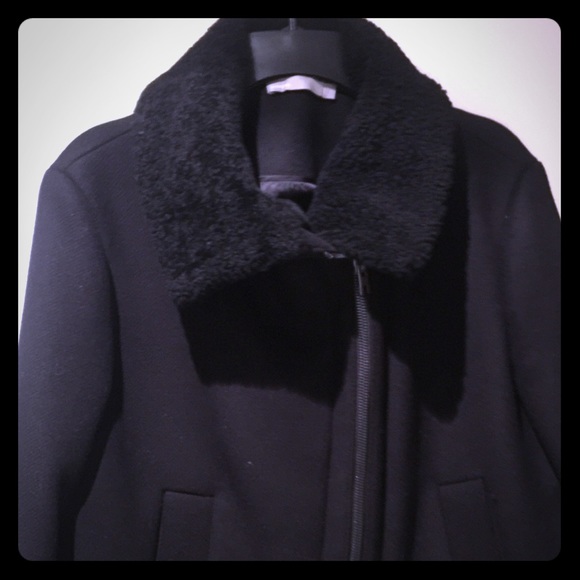 VINCE Jacket with Lamb Fur Trim